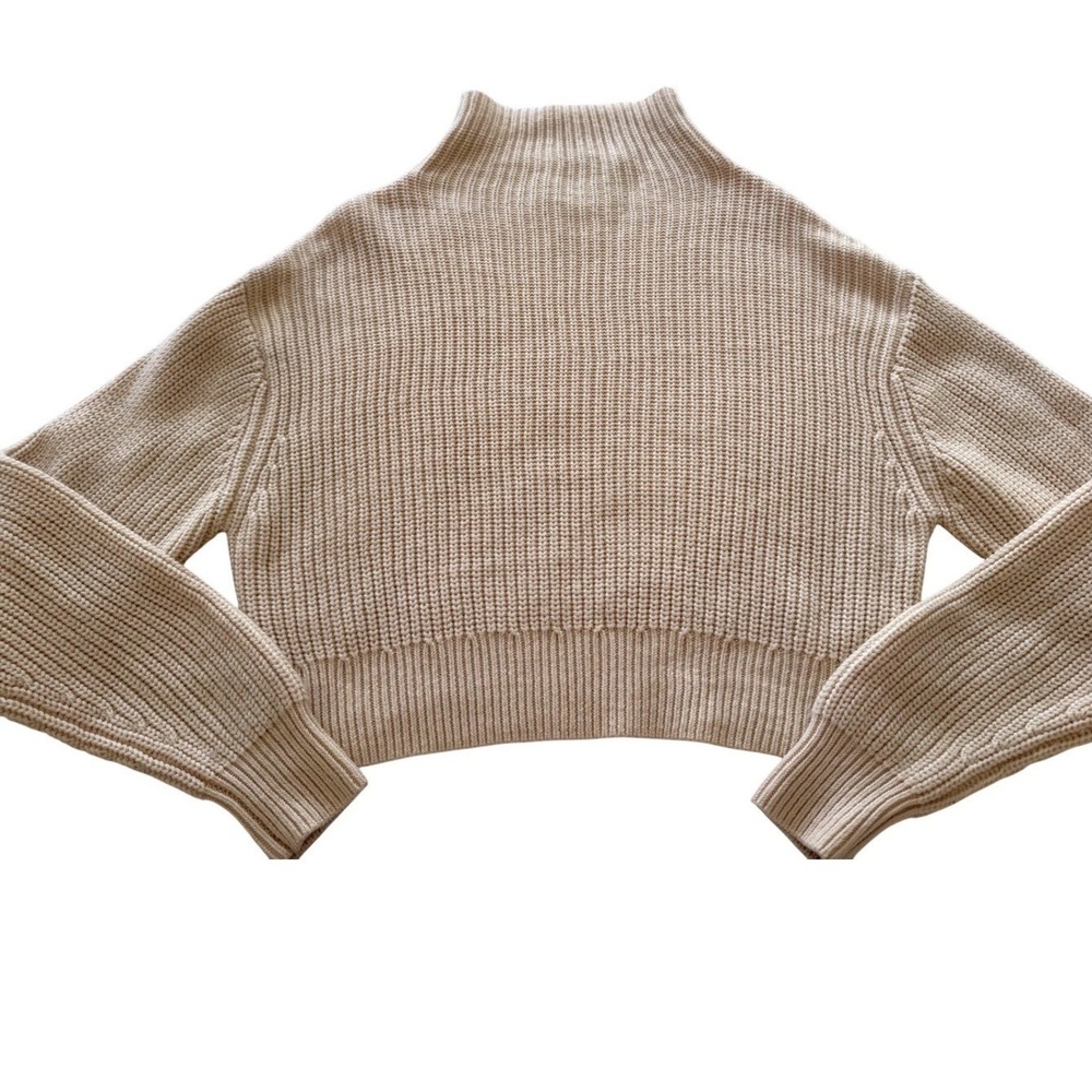 Aritzia Wilfred Montpellier 100% Merino Wool Cream Mock Neck Sweater Size M
